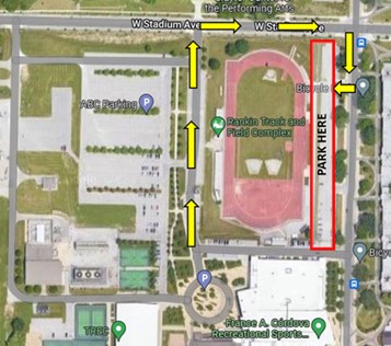 An overhead map of where to park