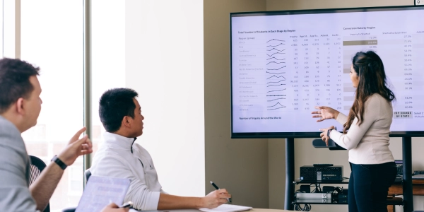 woman giving presentation