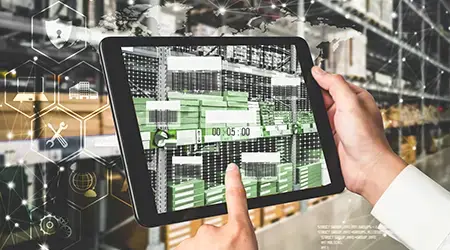 An ipad in a warehouse