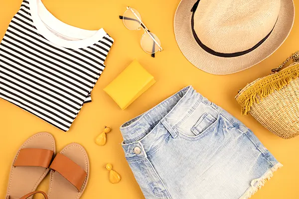 Clothes on a flat orange background