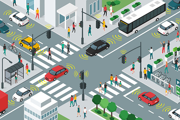 illustration of city street automation
