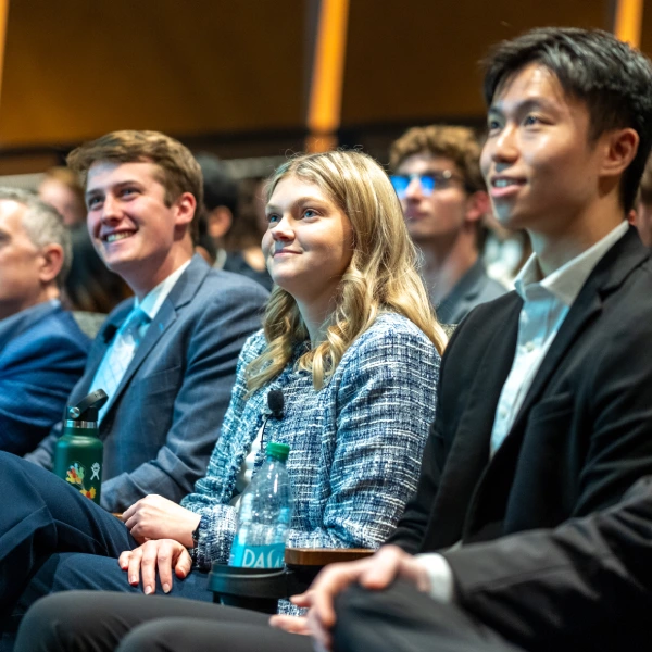Smiling students at Daniels Send Off event