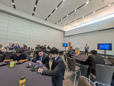 Participants working on challenge