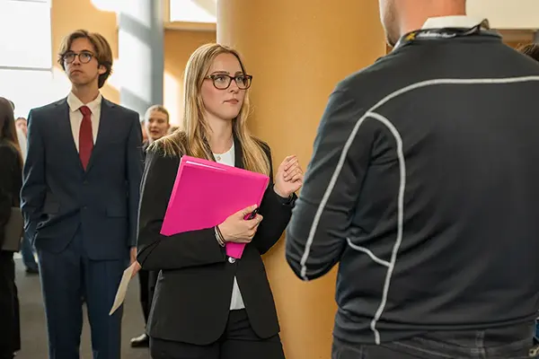 Students bring their resumes and meet top employers hiring for HR internships and full-time positions
