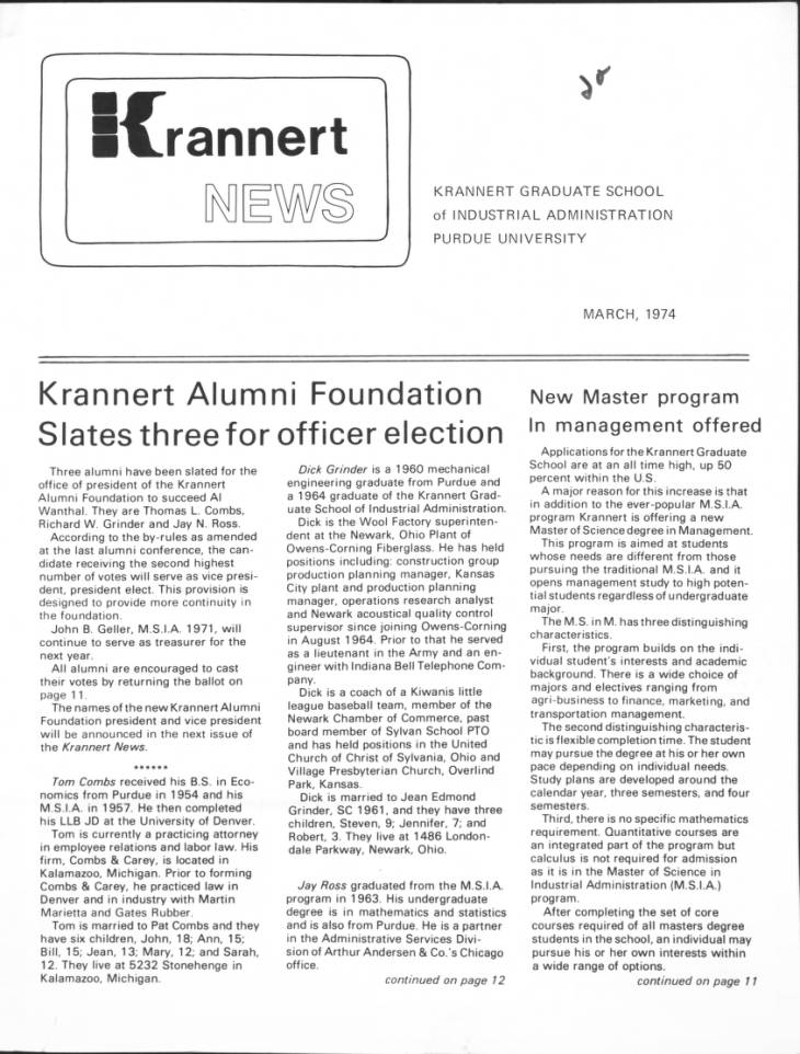 Krannert news, winter 1974