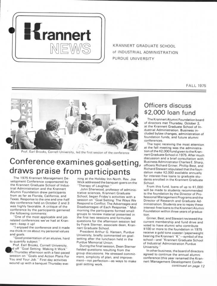 Krannert news, fall 1975