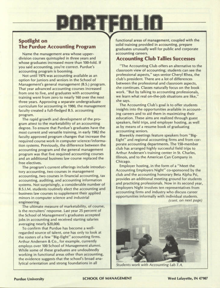 Krannert update, fall 1982