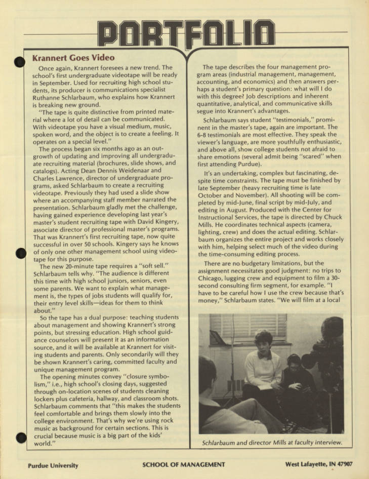 Portfolio, Summer 1984