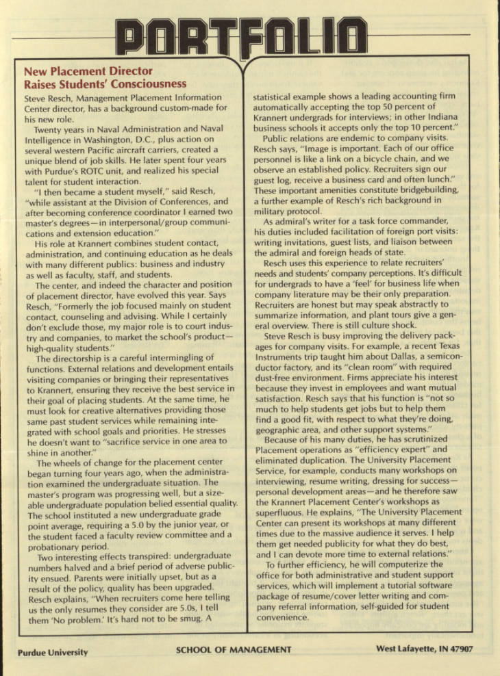 Portfolio, Fall 1984