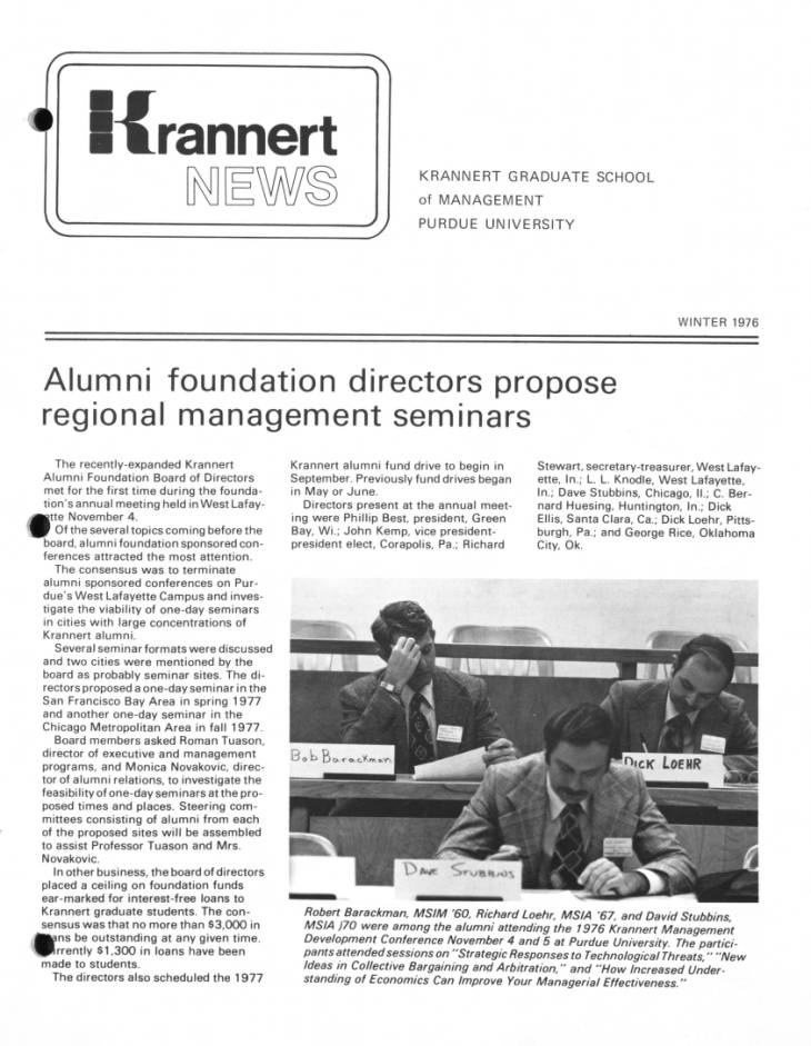  Krannert news, winter 1976