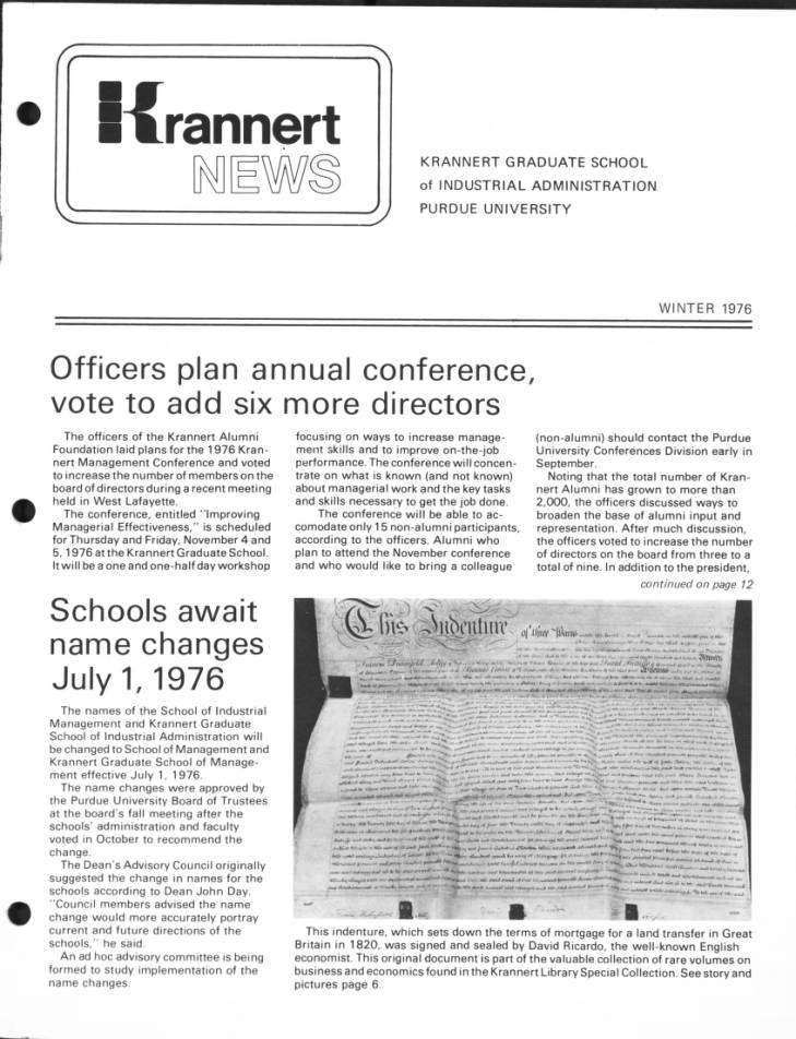 Krannert news, winter 1976