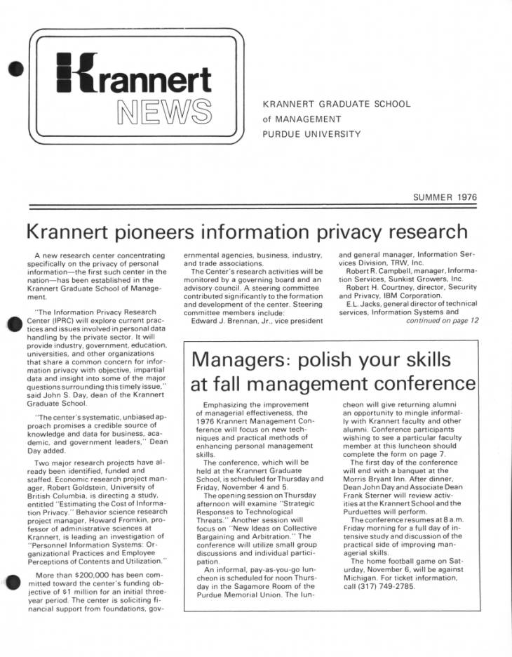 Krannert news, summer 1976