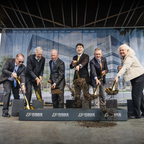 Daniels School and Purdue leadership breaking ground on new building