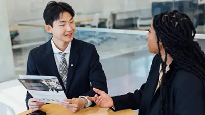 A man and a woman have a discussion