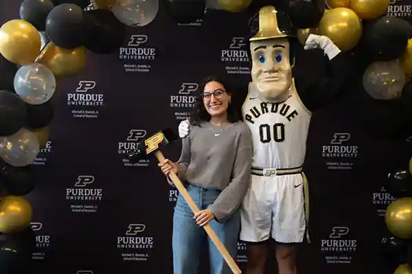 Juliana Donoso Abuawad with Purdue Pete