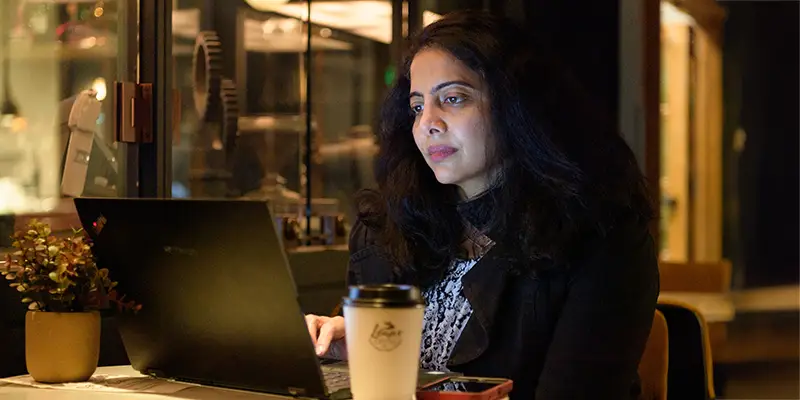 Woman using a laptop