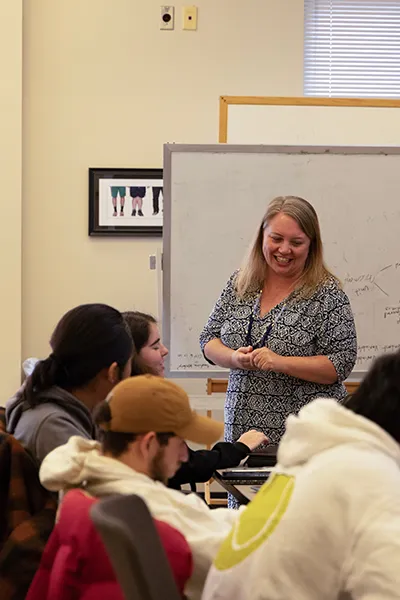 Erin Yetter with some students