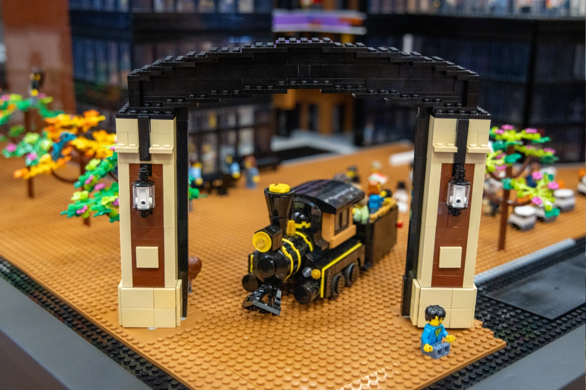 Boilermaker special and archway built with LEGO blocks
