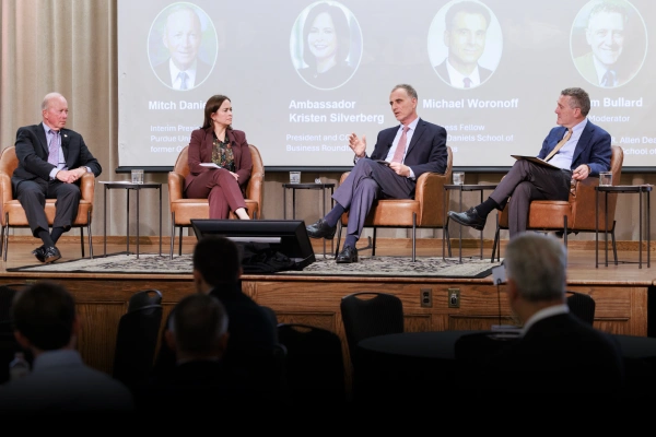 Seated panelists in conversation