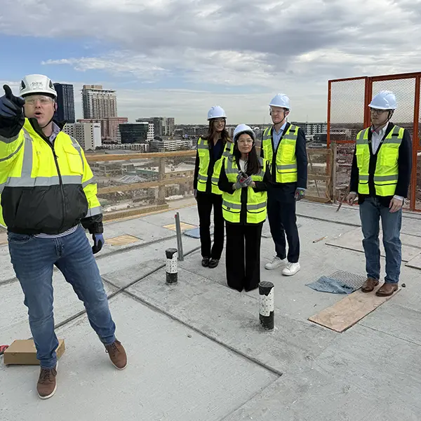 Photo of students on rooftob in downtown Austin