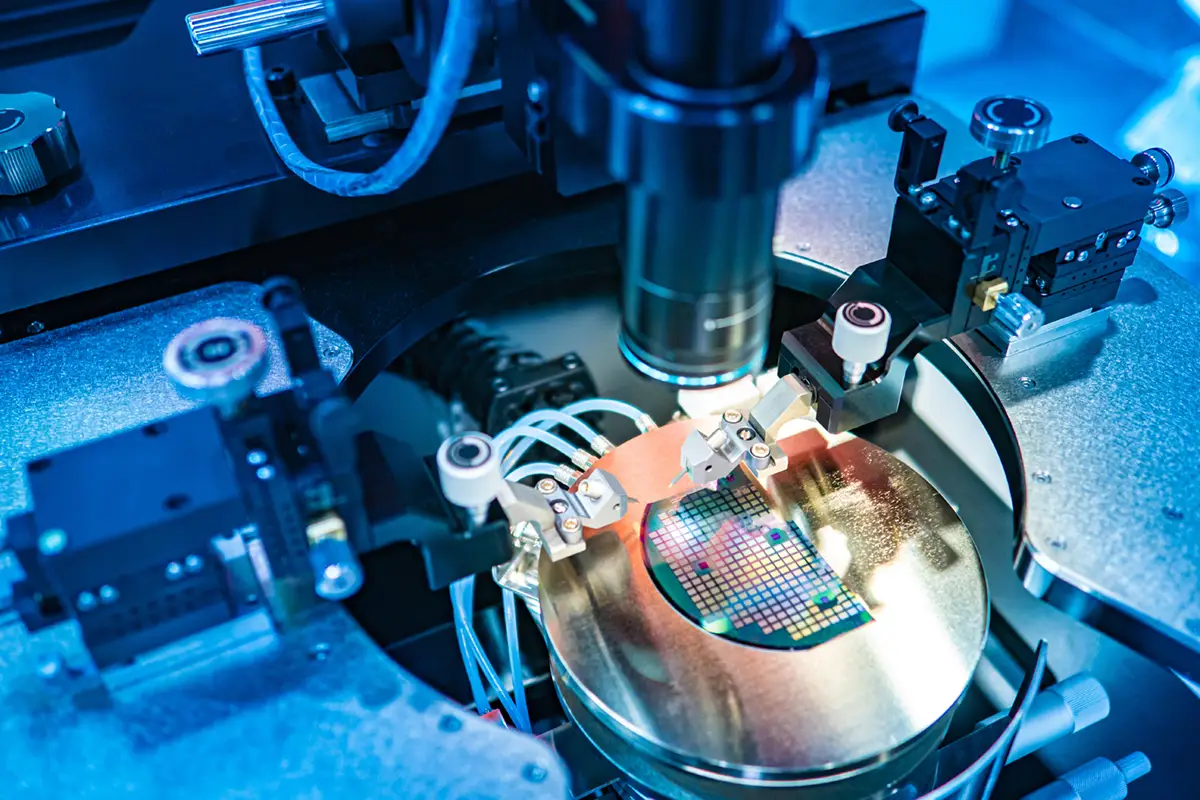 Close-up shot of a silicon wafer