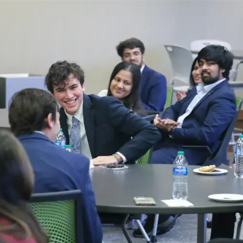 Ryan Mooney and his team's reaction after being announced the winners of the Endress and Hauser x NSSE case competition