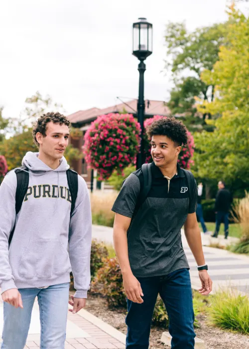 Finance students walking in conversation