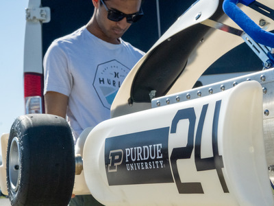 Athreya preparing to test the Mitch Mobile