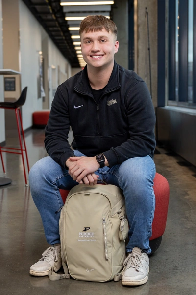 Blake Thomas with Daniels School backpack
