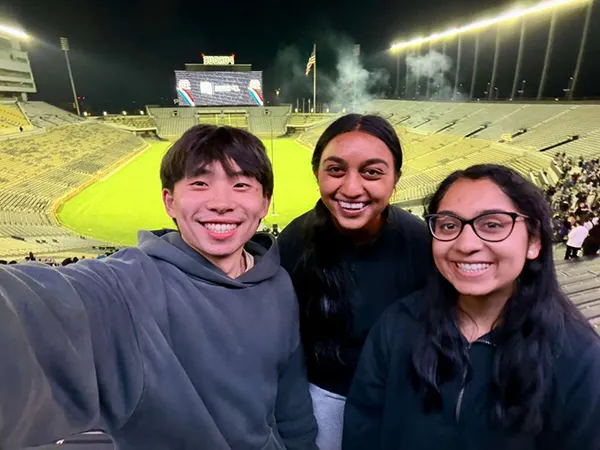 Christian Lo and friends at Ross Ade Stadium