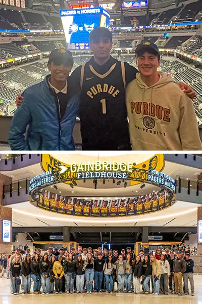 Mishant with friends at Gainbridge Fieldhouse