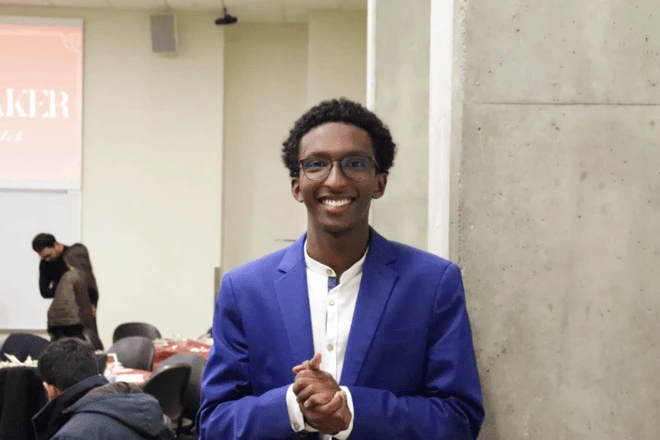 A solo shot of me at a Muslim Student Association fundraising banquet for Palestine and Sudan