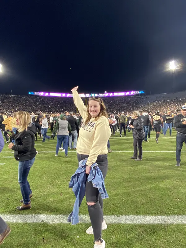 Mikaela on football field