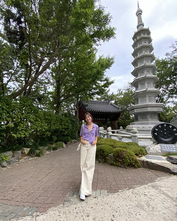 Nicole at the Haedong Yonggungsa Temple in Busan