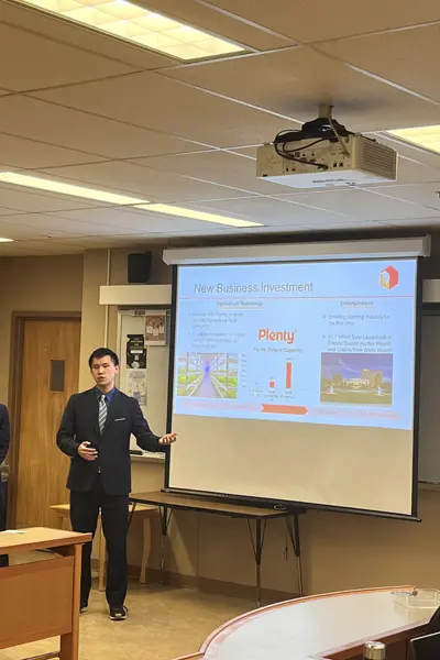 Student giving presentation