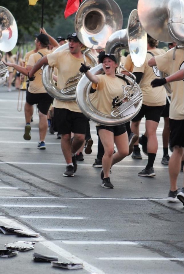 Stephanie playing in marching band
